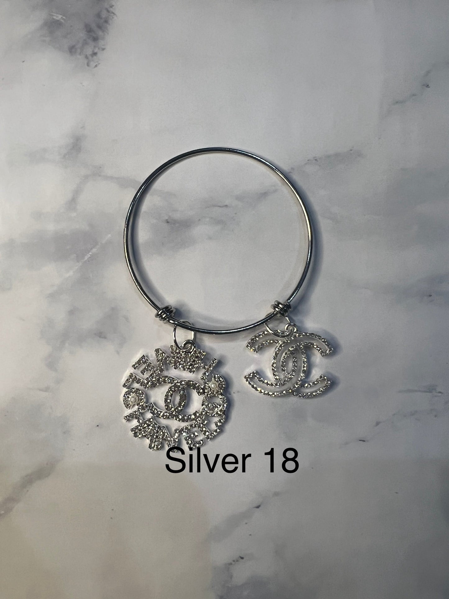 Silver Designer Inspired Bangles -Write selection in the name box please.