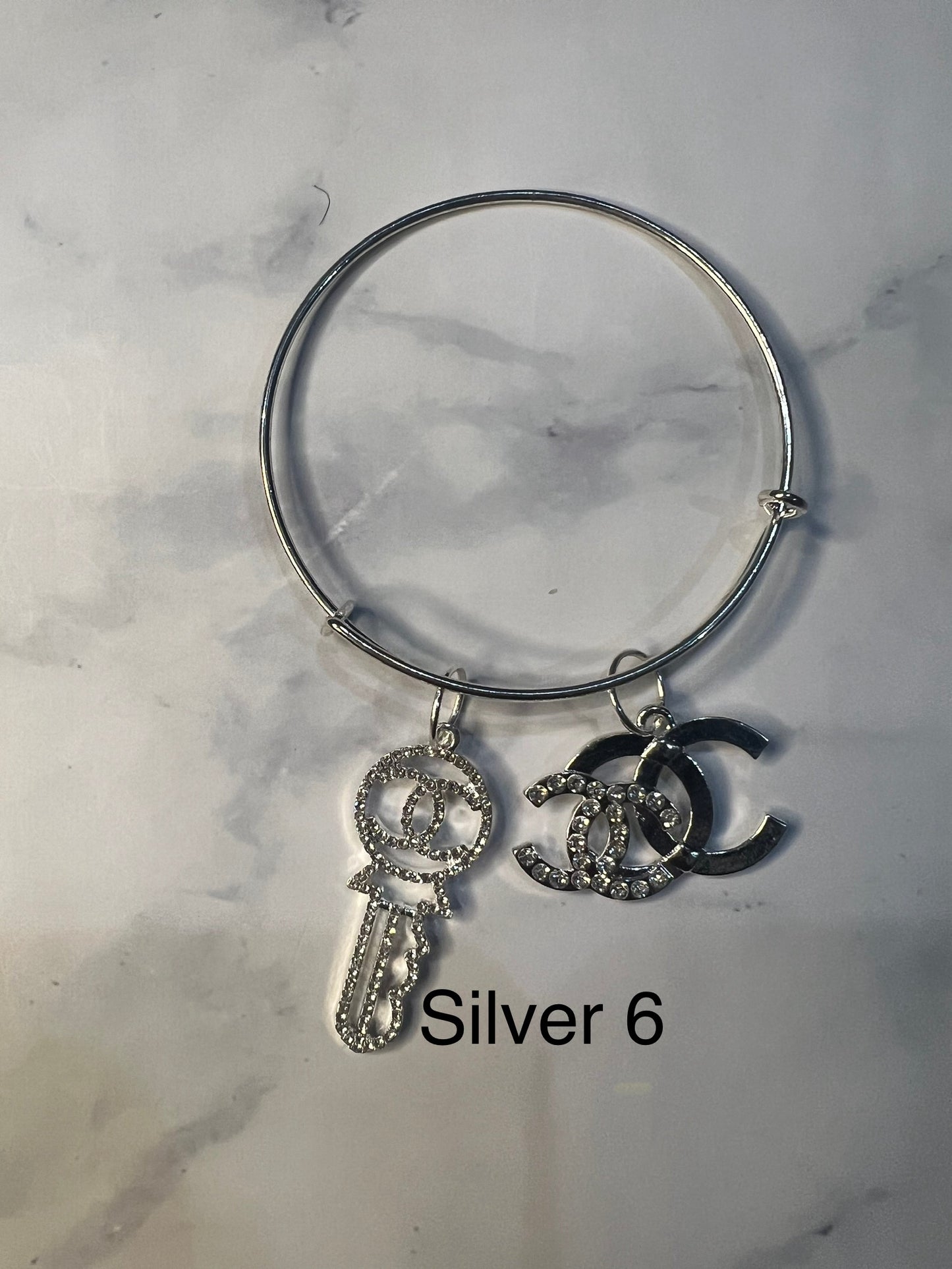 Silver Designer Inspired Bangles -Write selection in the name box please.
