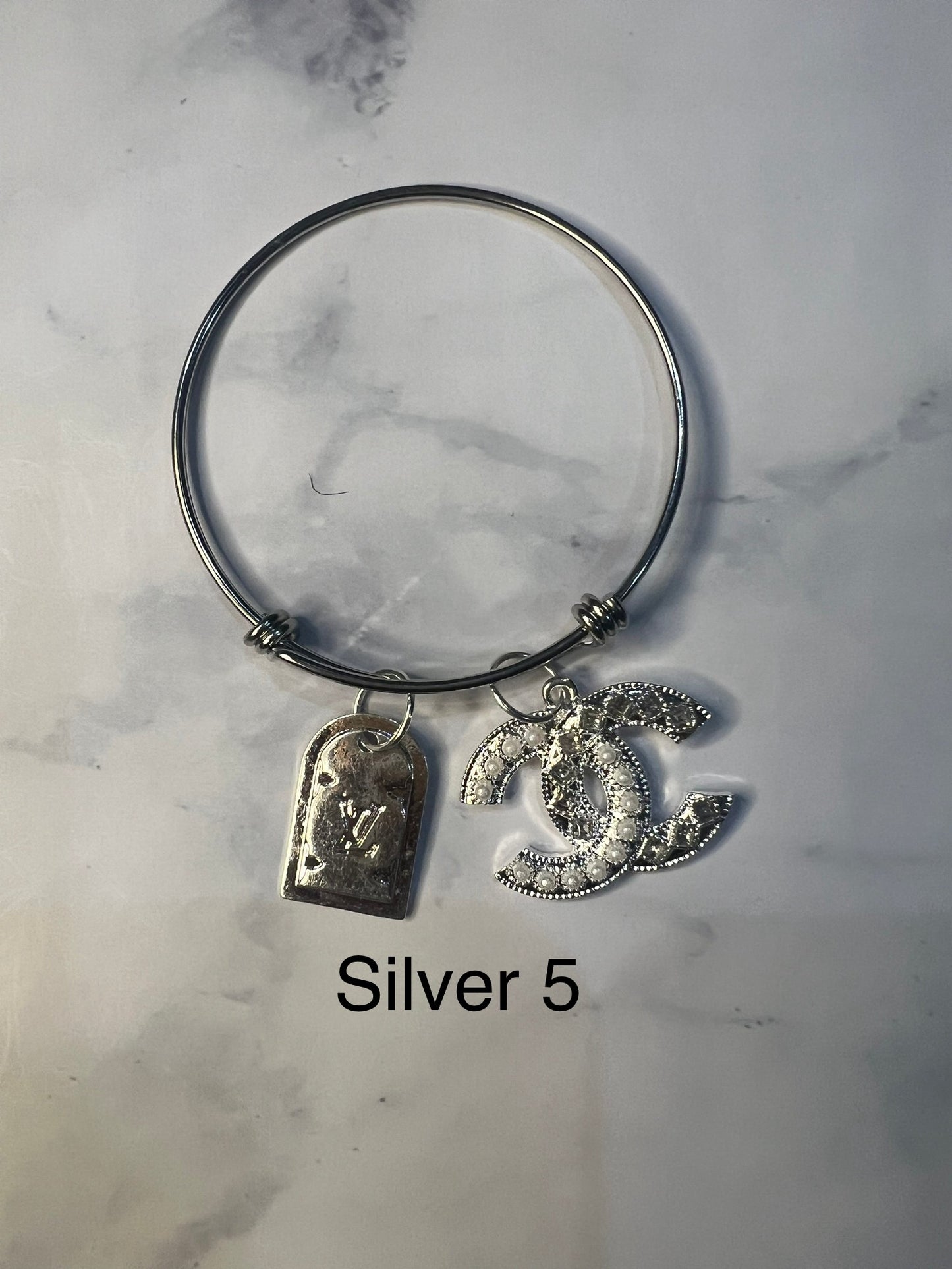 Silver Designer Inspired Bangles -Write selection in the name box please.