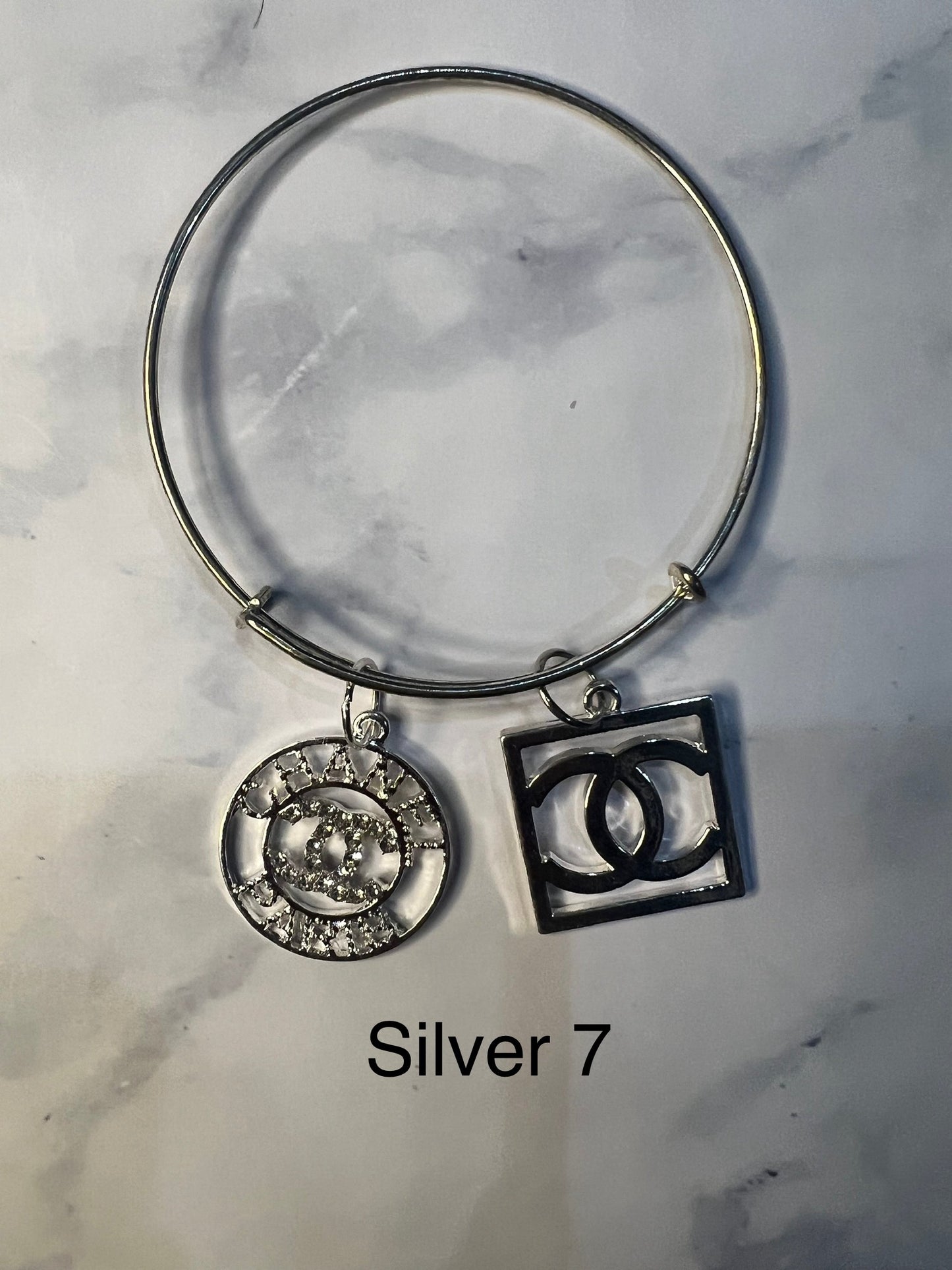Silver Designer Inspired Bangles -Write selection in the name box please.