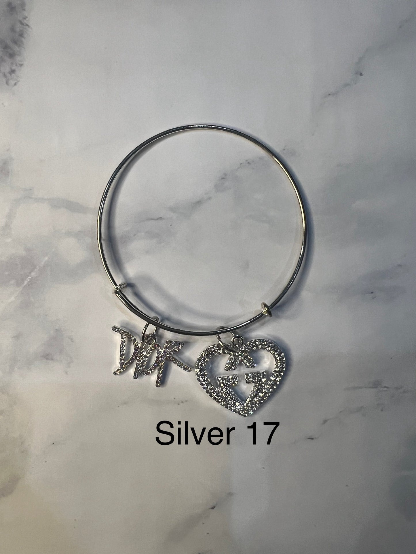 Silver Designer Inspired Bangles -Write selection in the name box please.