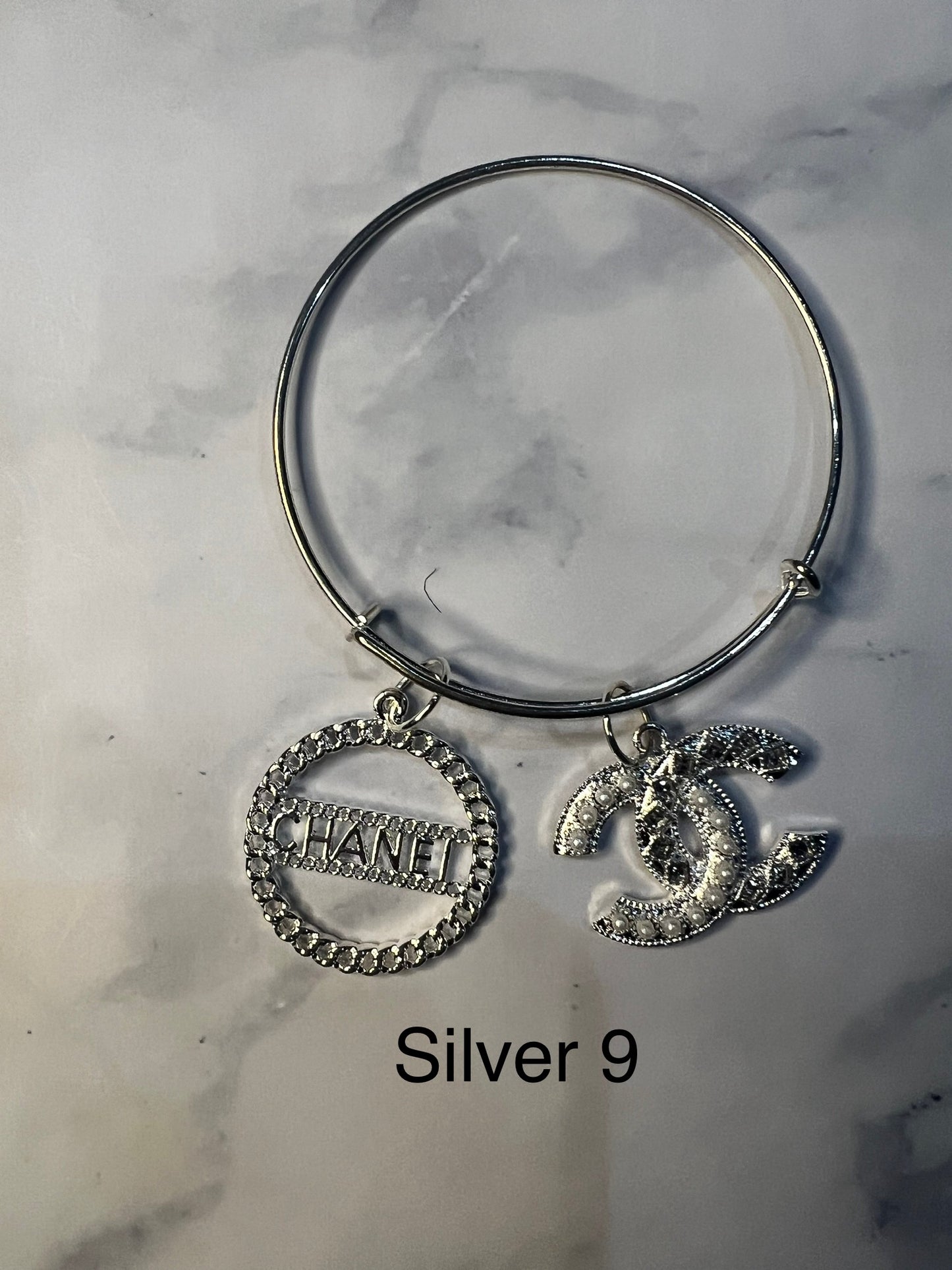 Silver Designer Inspired Bangles -Write selection in the name box please.