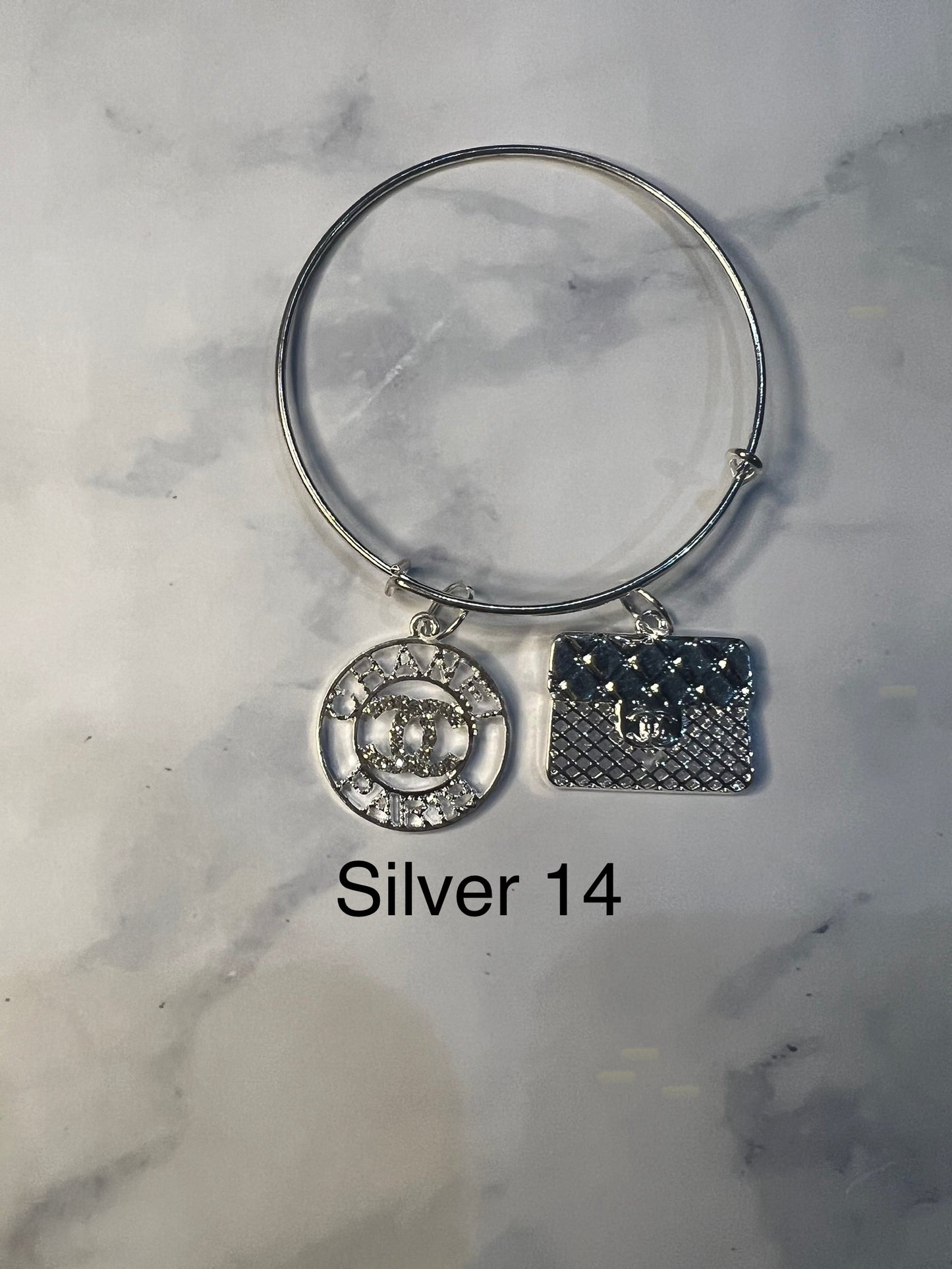 Silver Designer Inspired Bangles -Write selection in the name box please.