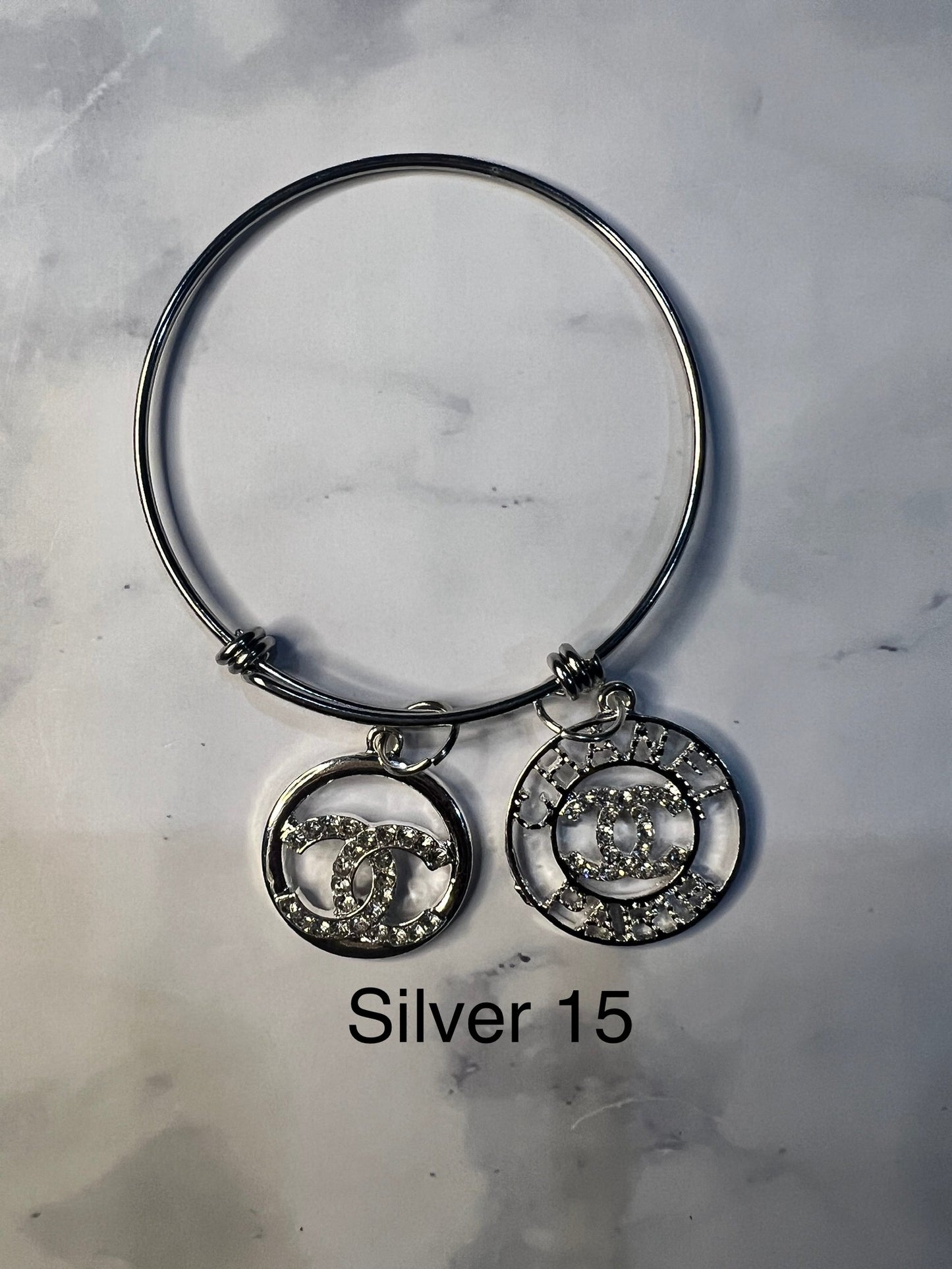 Silver Designer Inspired Bangles -Write selection in the name box please.