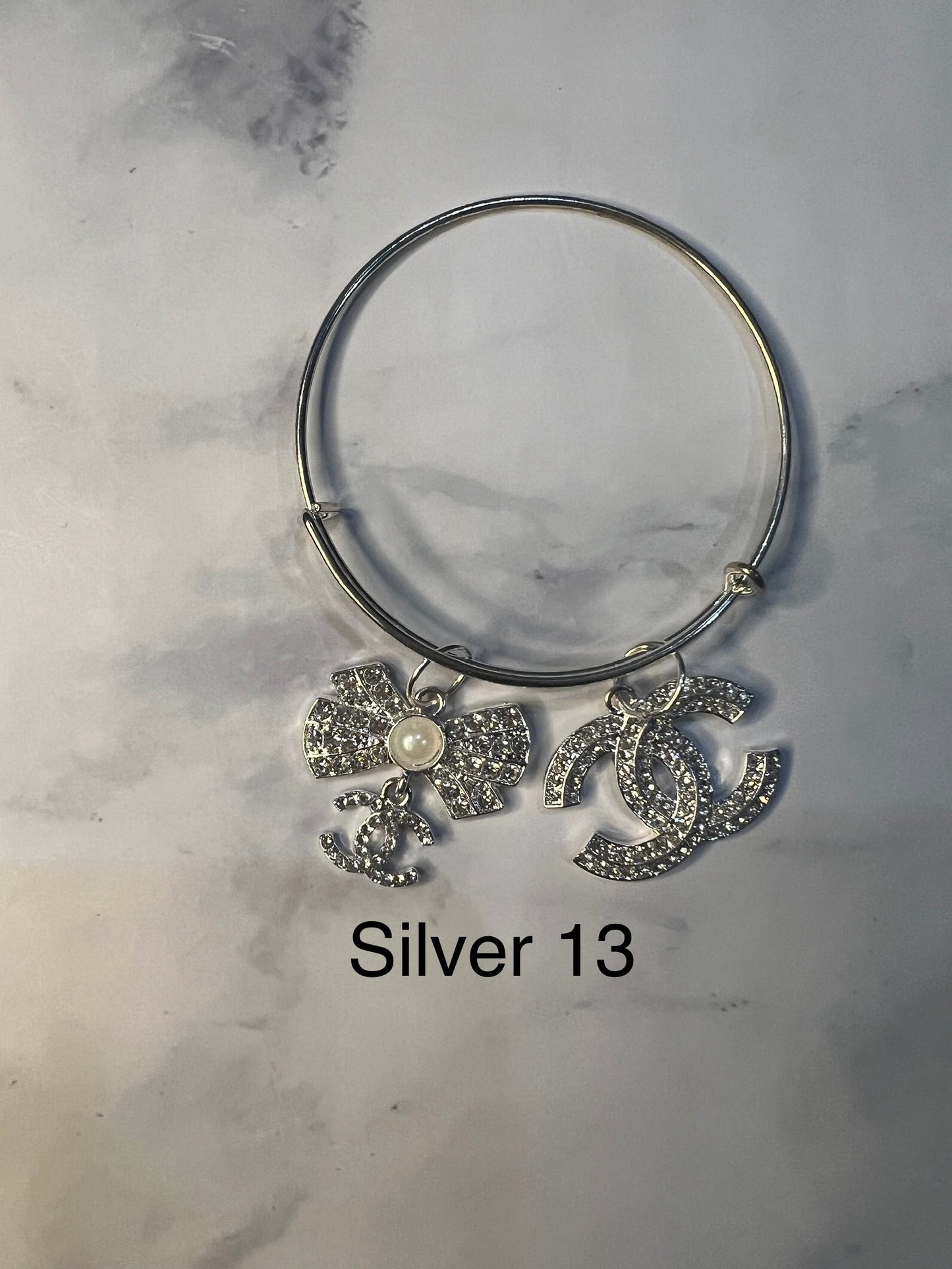 Silver Designer Inspired Bangles -Write selection in the name box please.