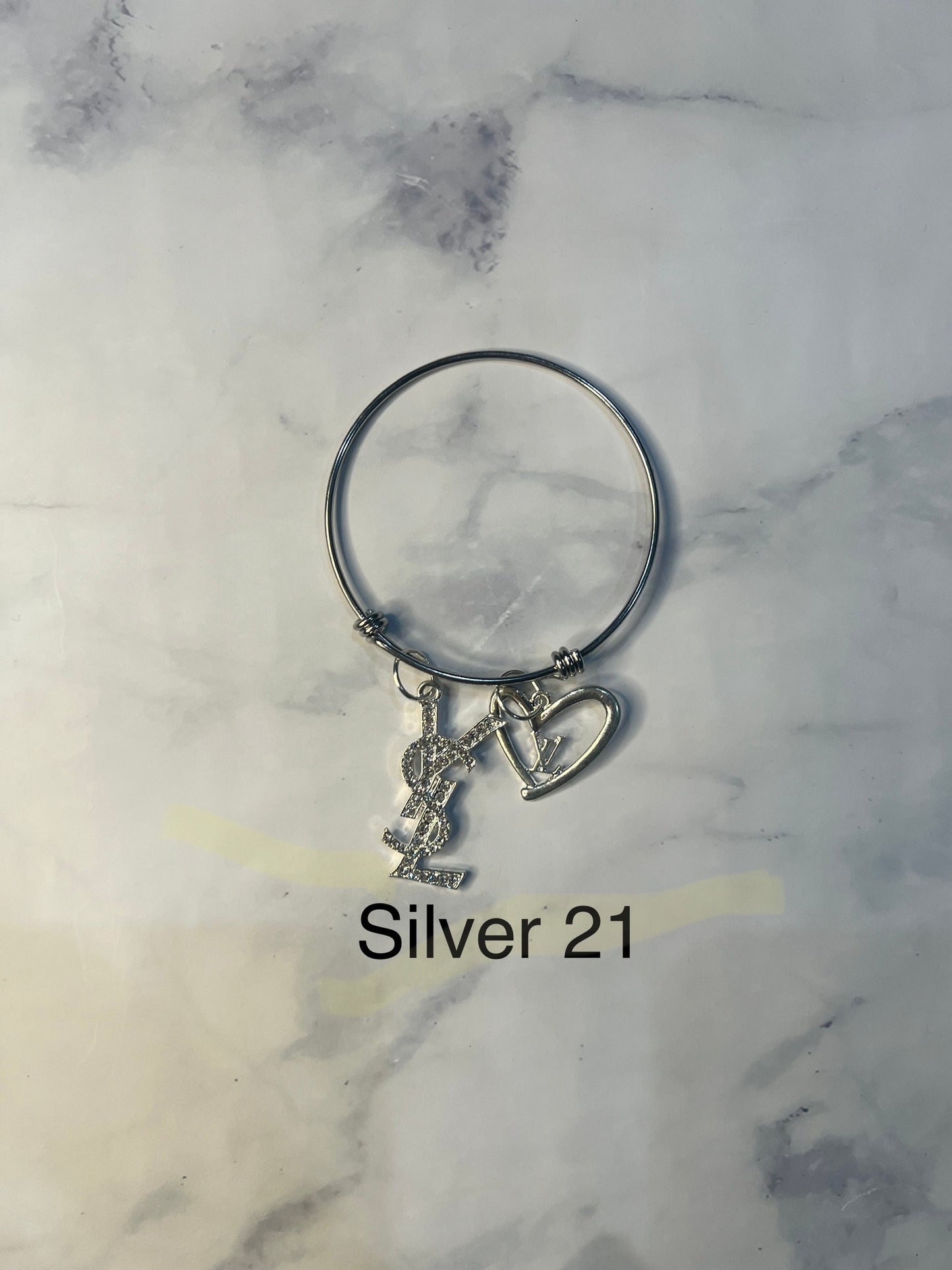 Silver Designer Inspired Bangles -Write selection in the name box please.