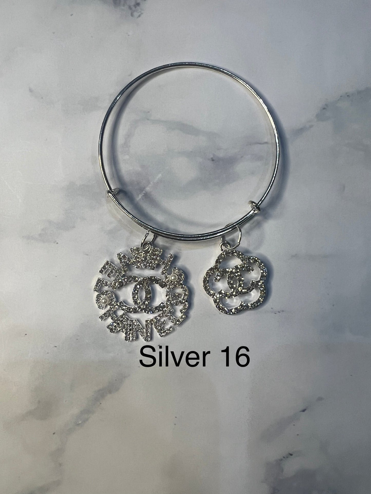 Silver Designer Inspired Bangles -Write selection in the name box please.