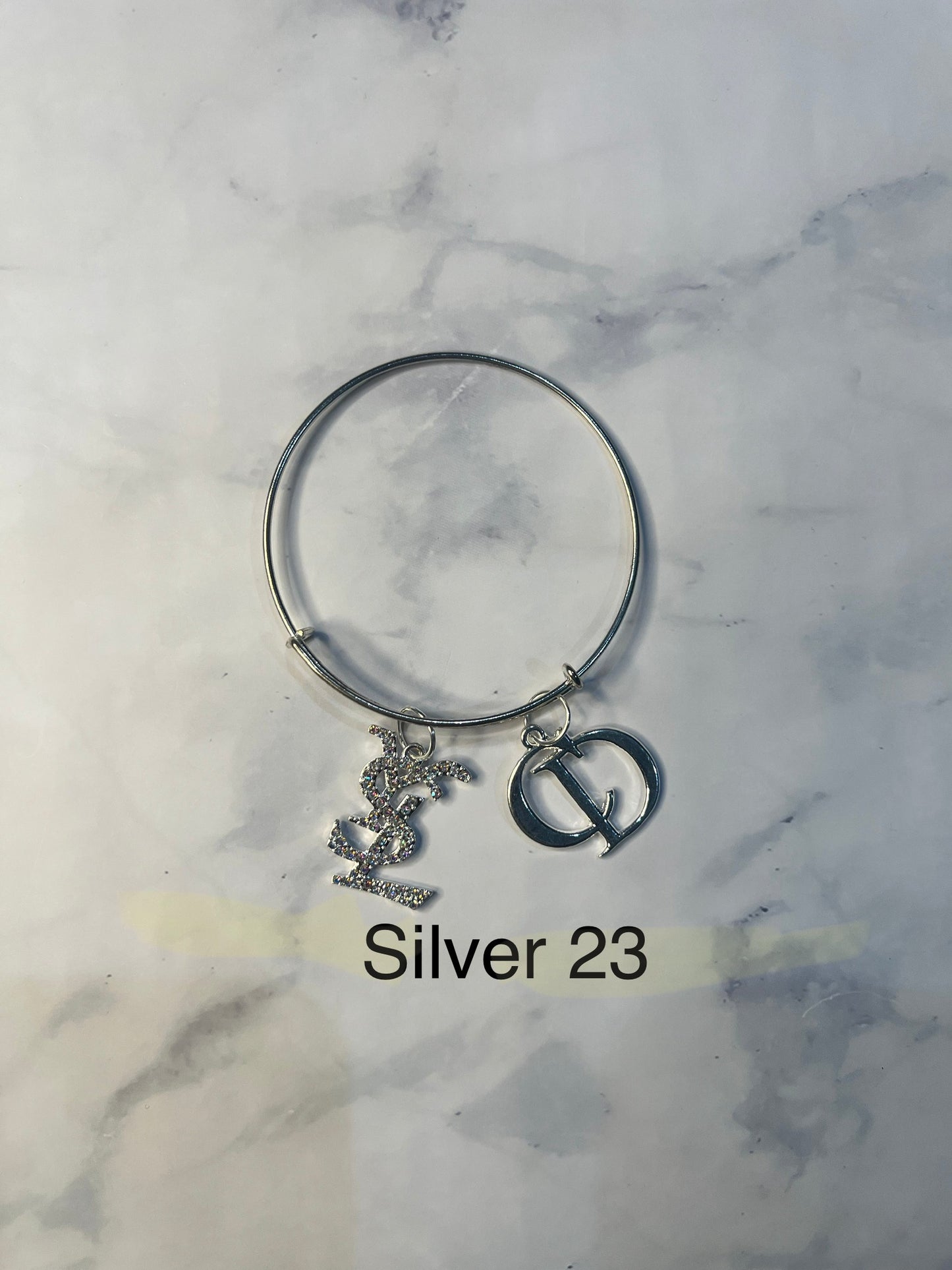 Silver Designer Inspired Bangles -Write selection in the name box please.