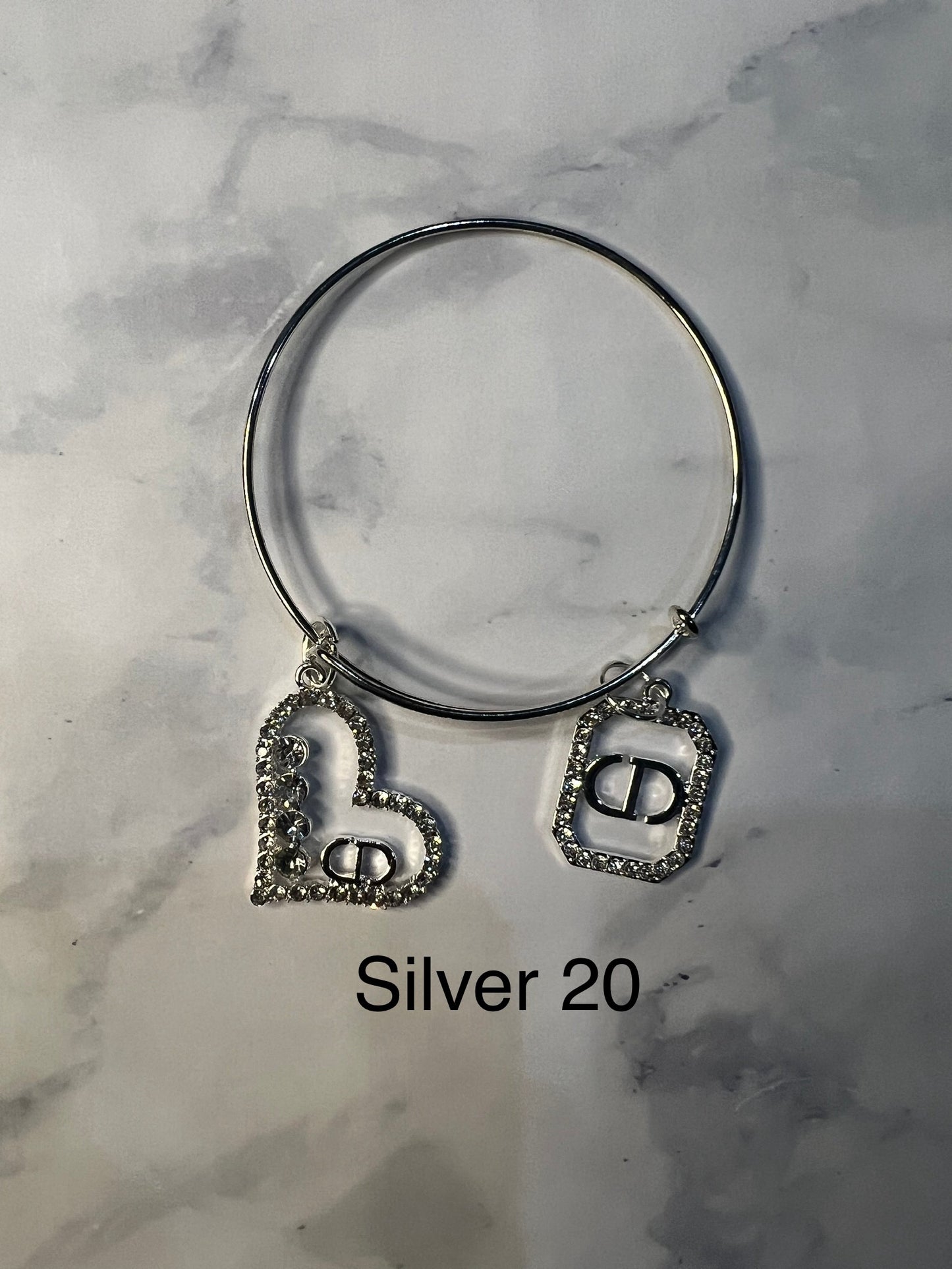 Silver Designer Inspired Bangles -Write selection in the name box please.