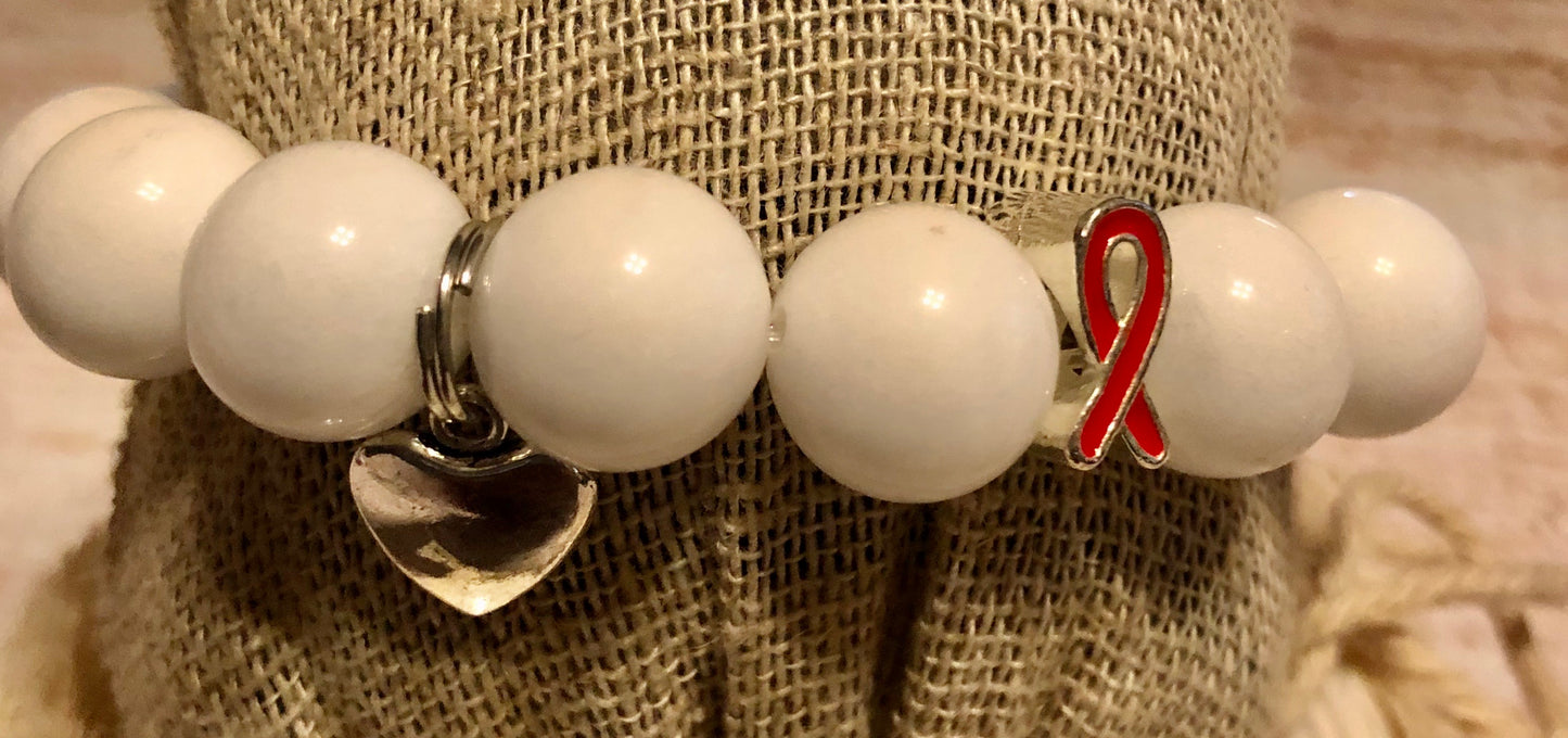 Heart Awareness White with Silver Heart XII