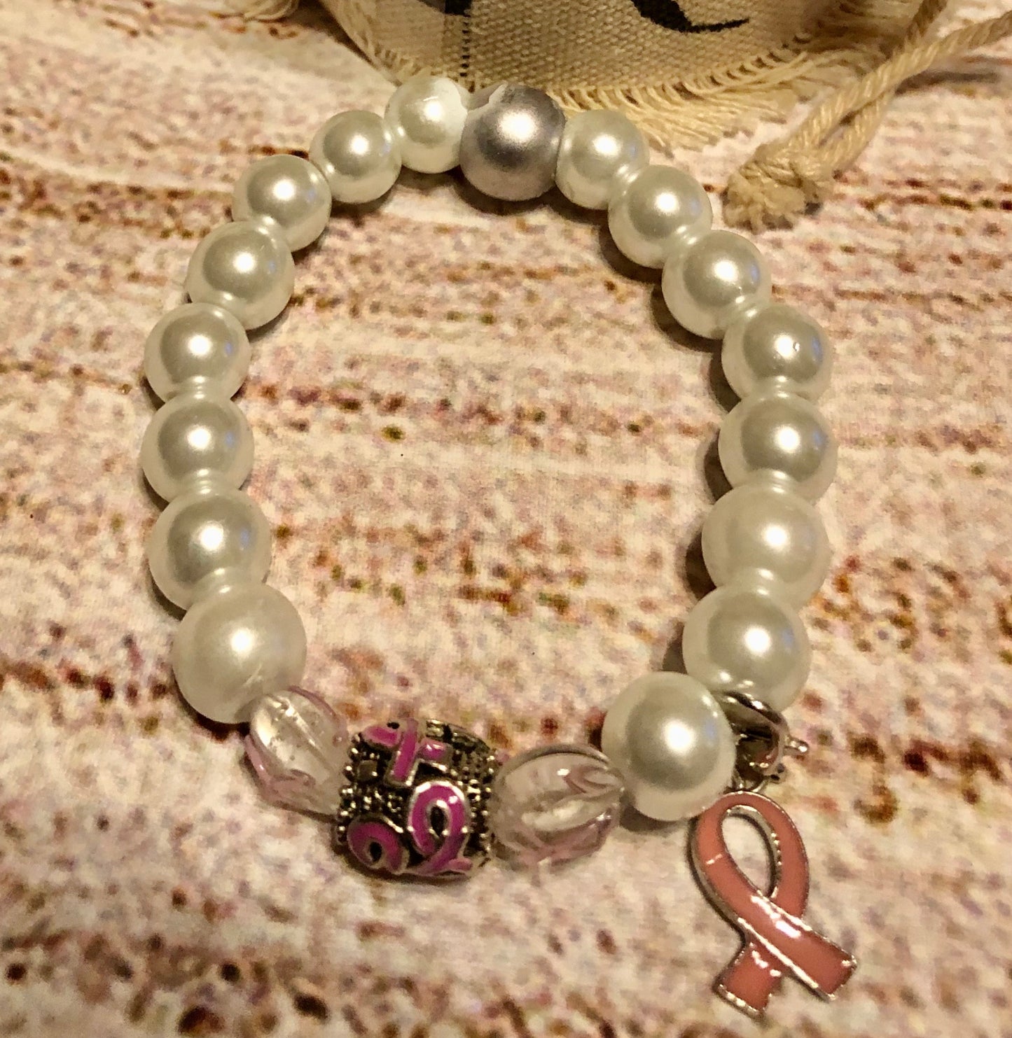 Cancer Awareness White Satan Clear Ribbon Charms