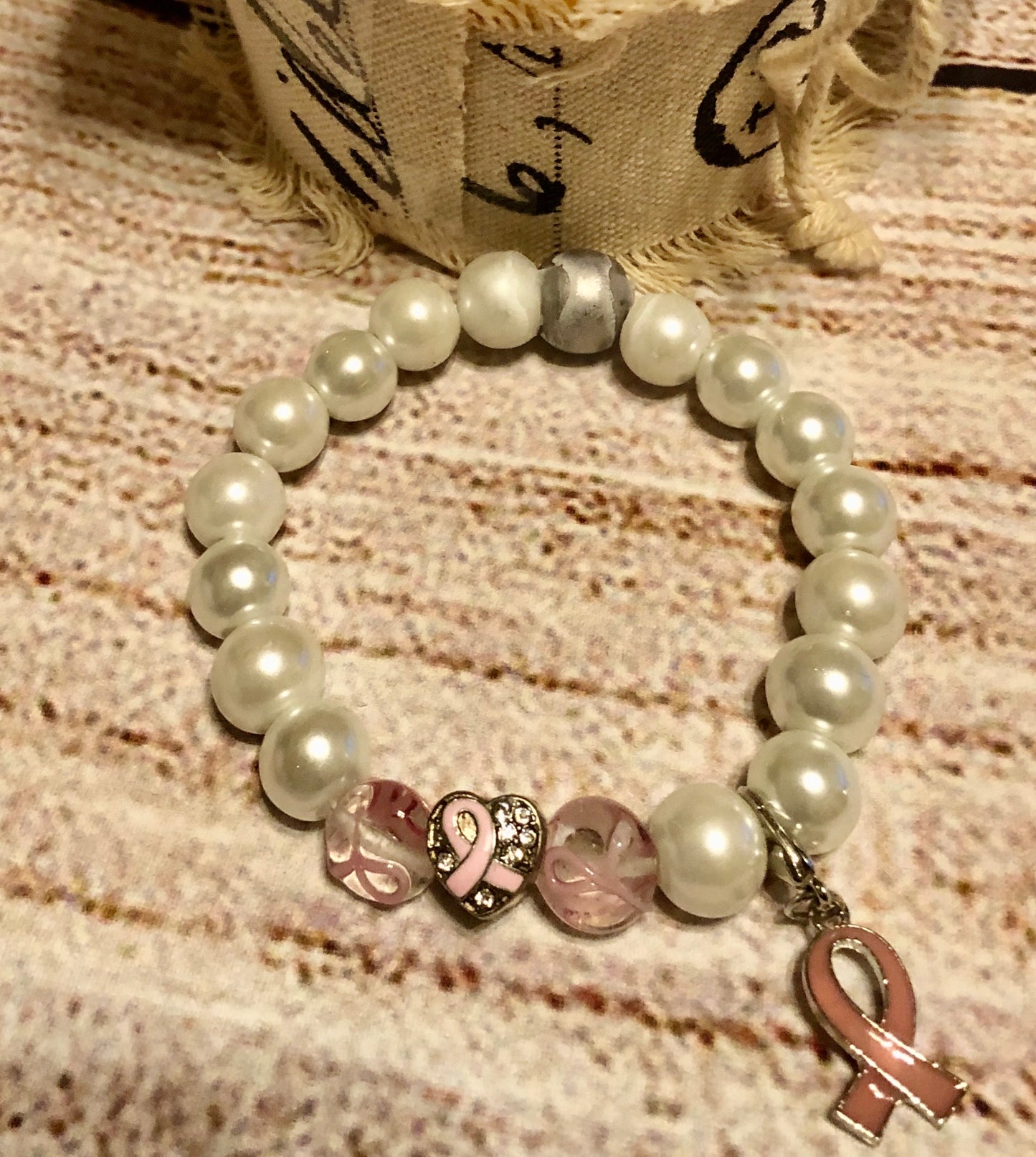 Cancer Awareness Pink Clear Beads