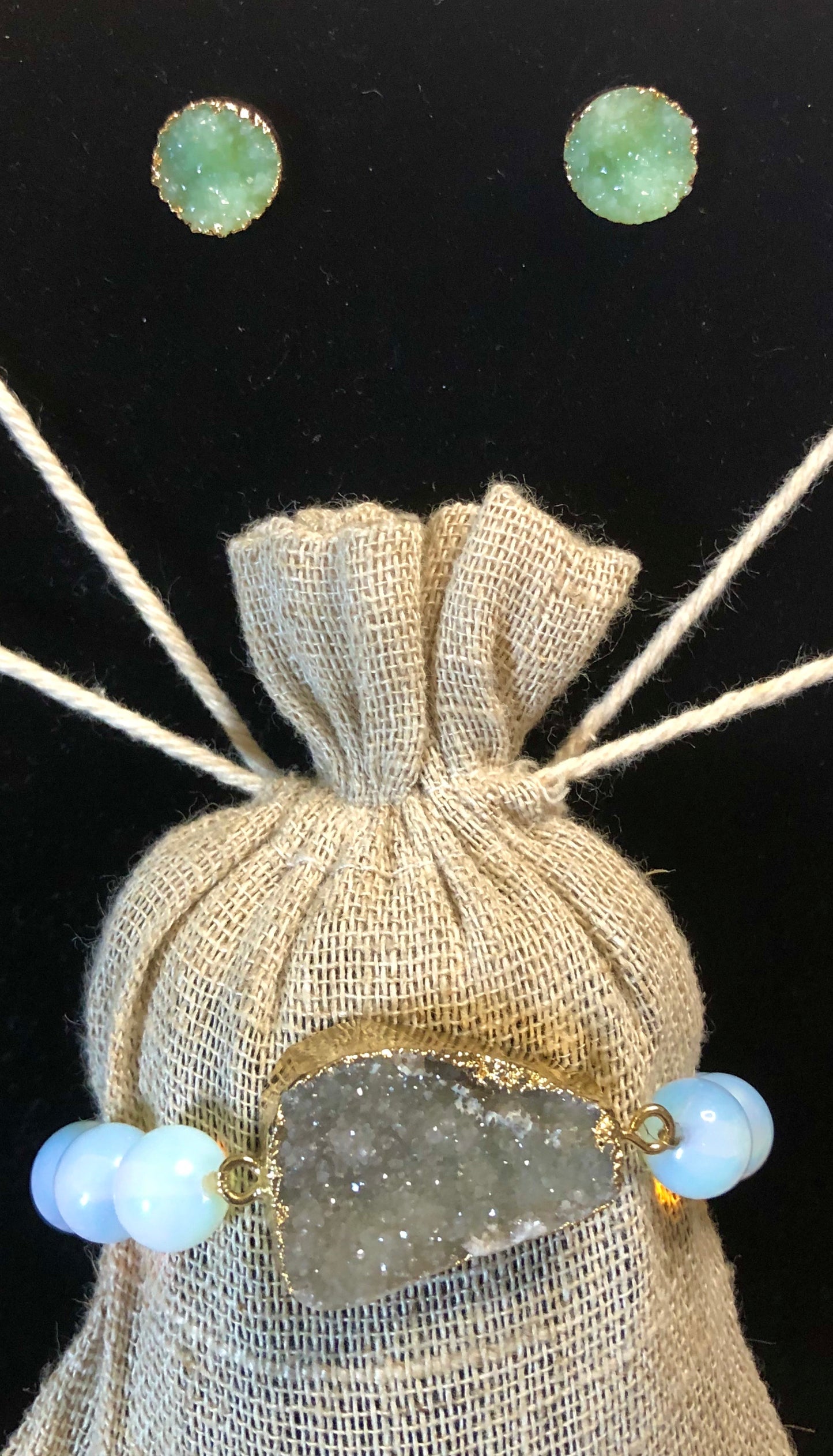 Druzy Stone Light Blue iridescent Set