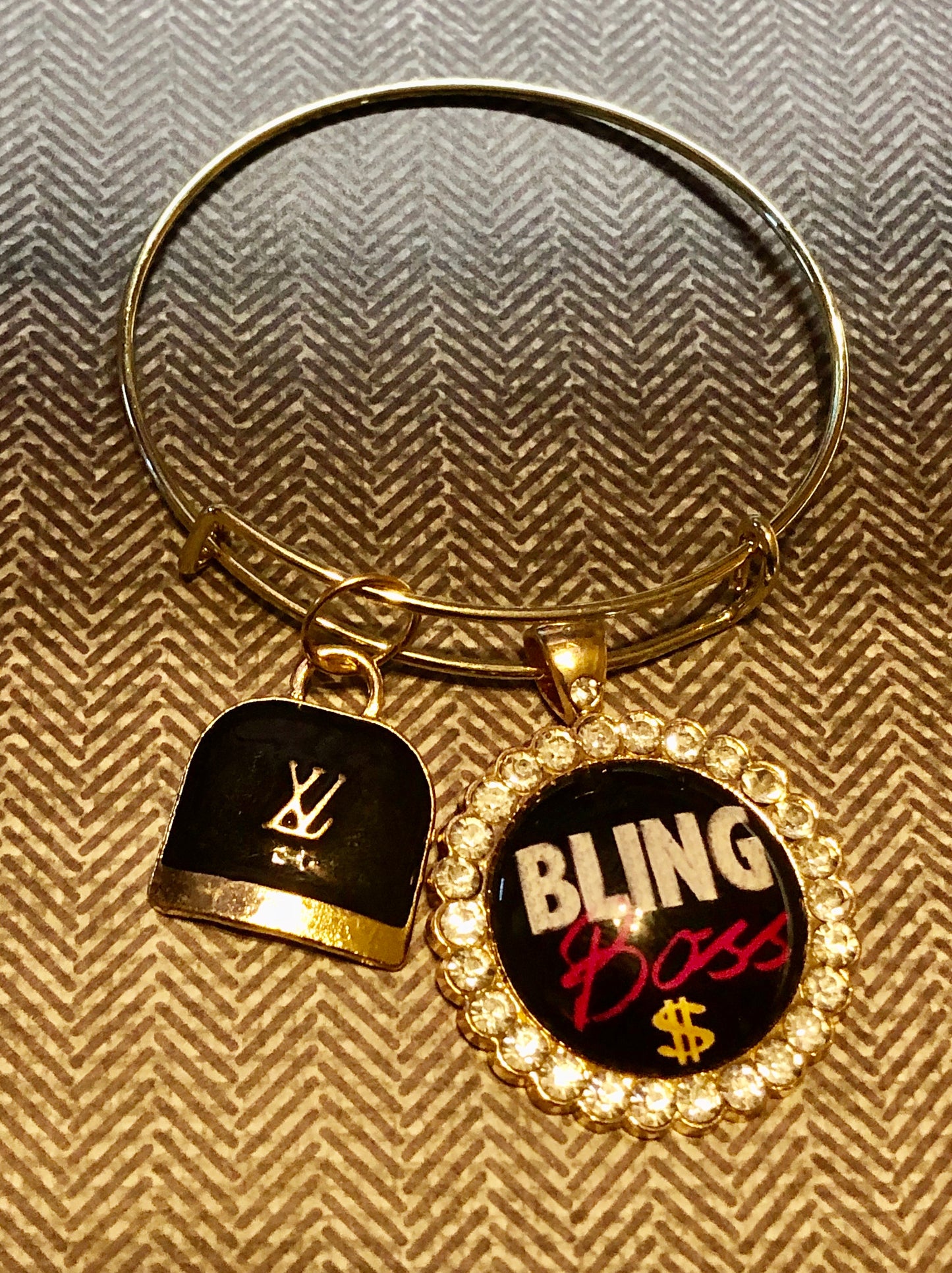 Black LV Bling Boss Gold Bangle