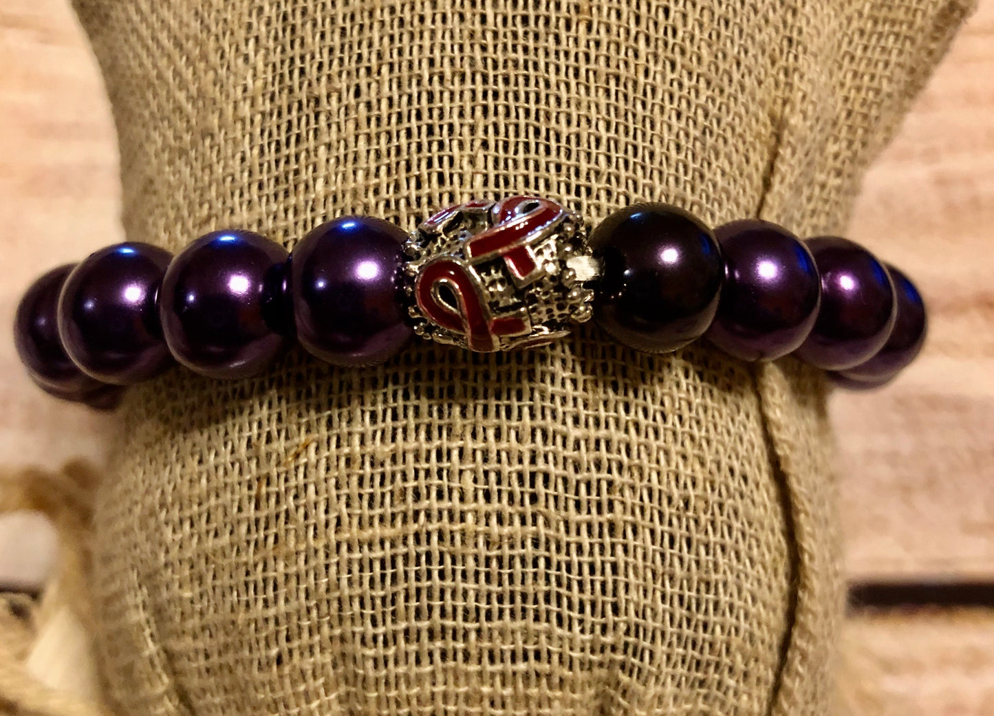 Purple Amethyst Satin Awareness Charm Bracelet II