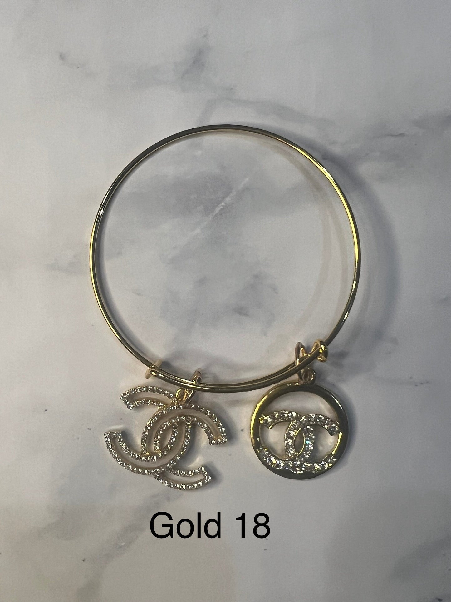 Gold Designer Inspired Bracelet-Write selection in the name box please.