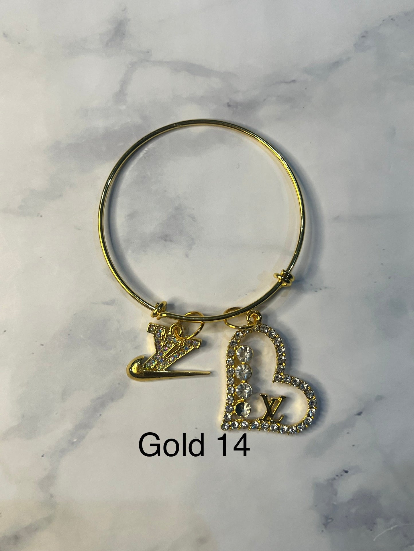 Gold Designer Inspired Bracelet-Write selection in the name box please.