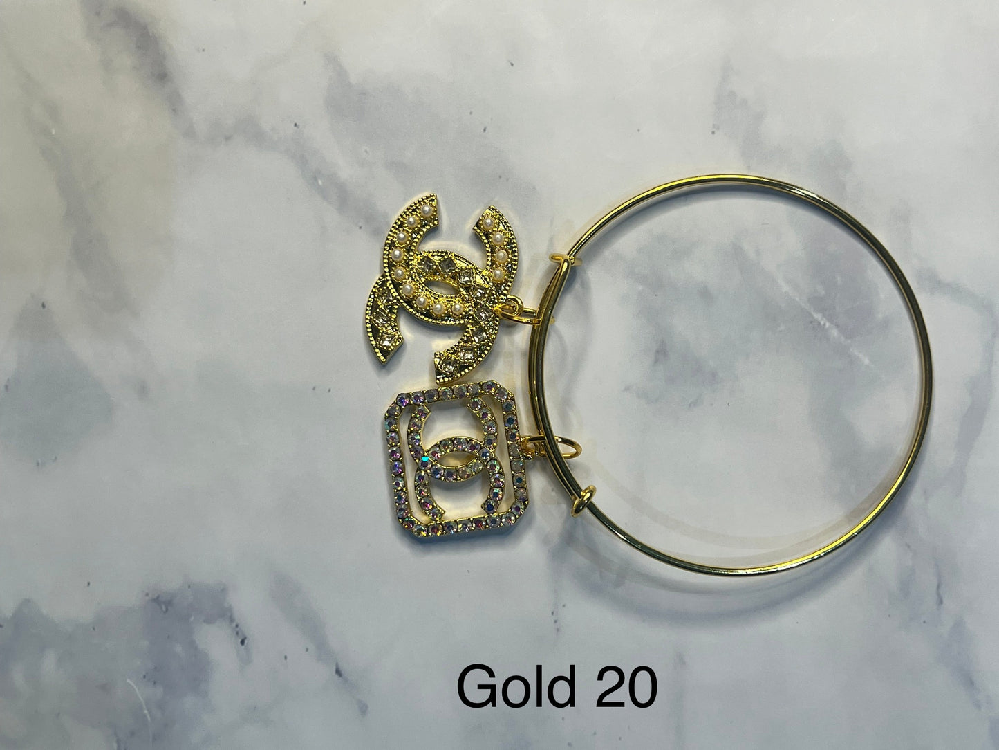 Gold Designer Inspired Bracelet-Write selection in the name box please.