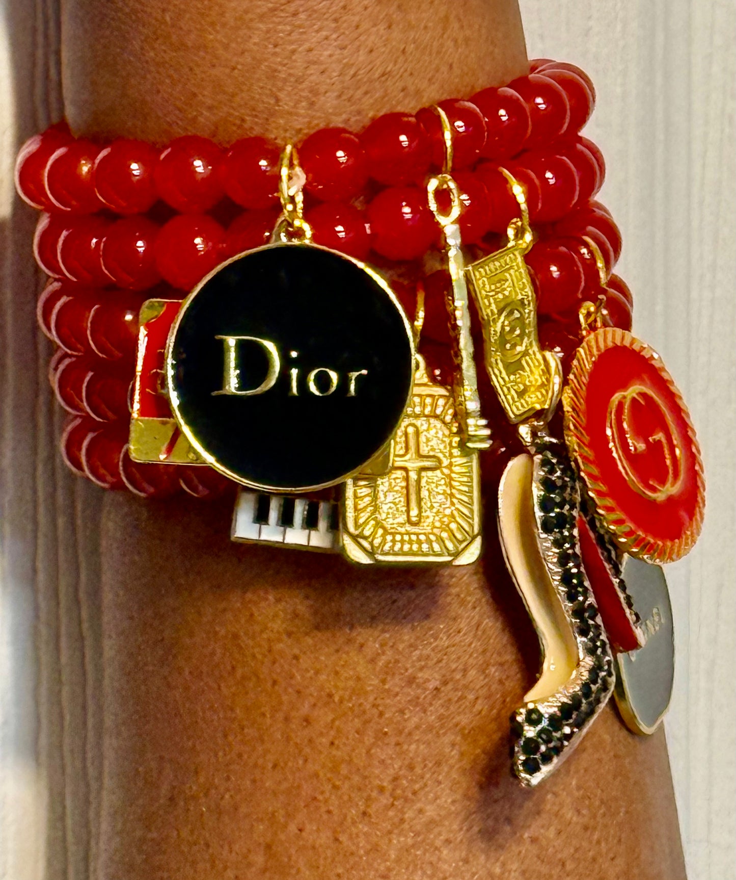 Red Lady Inspirational Charmed Bracelet