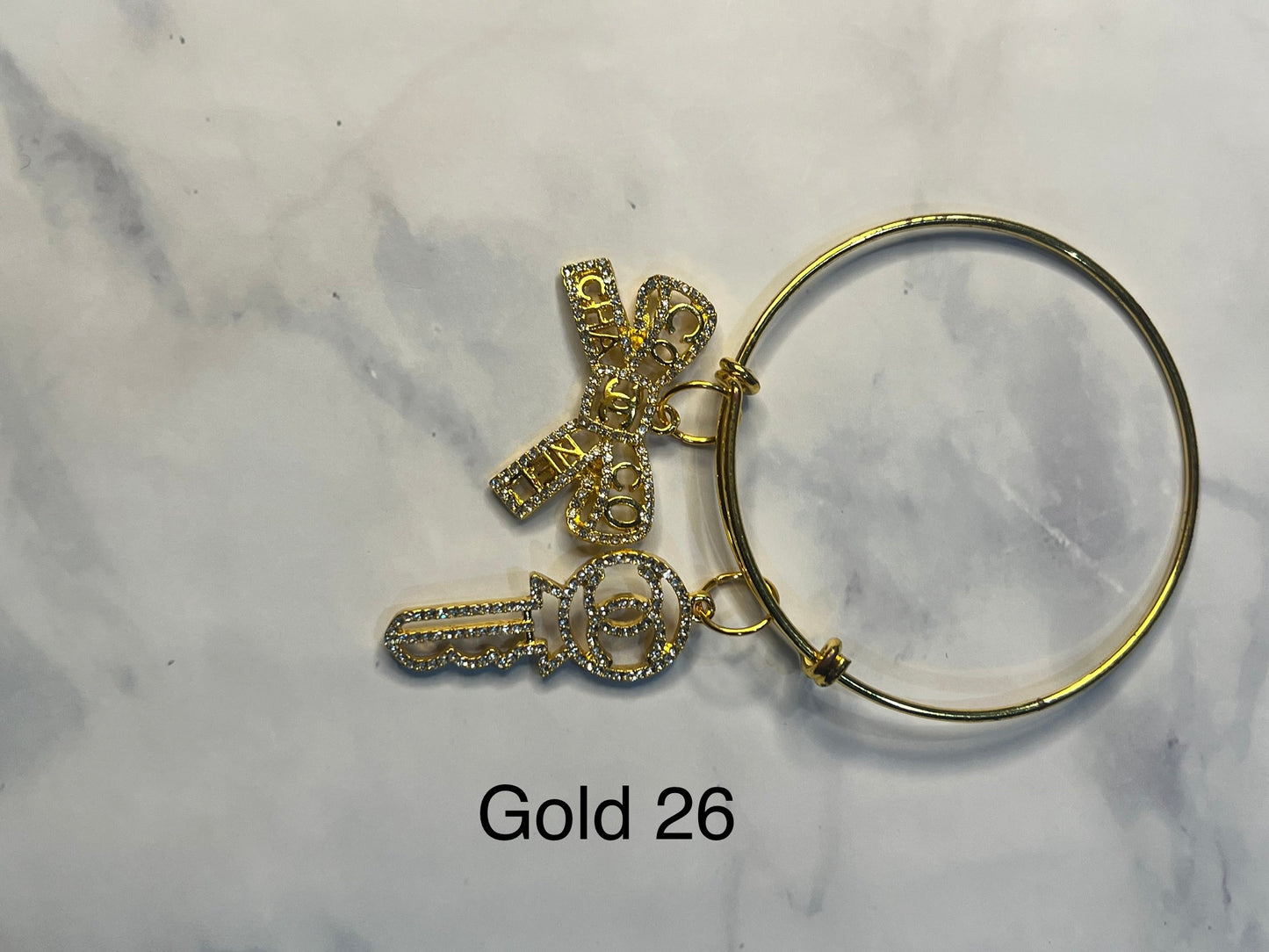 Gold Designer Inspired Bracelet-Write selection in the name box please.