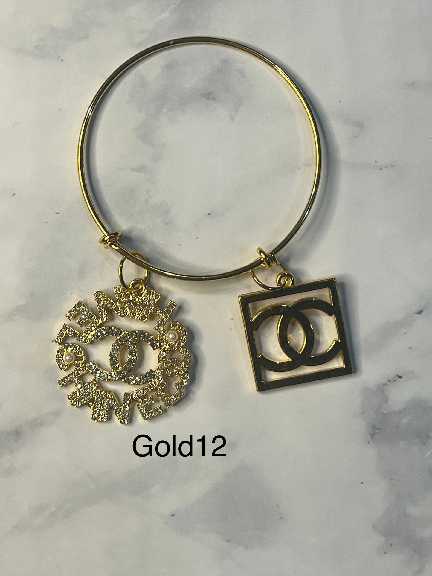 Gold Designer Inspired Bracelet-Write selection in the name box please.