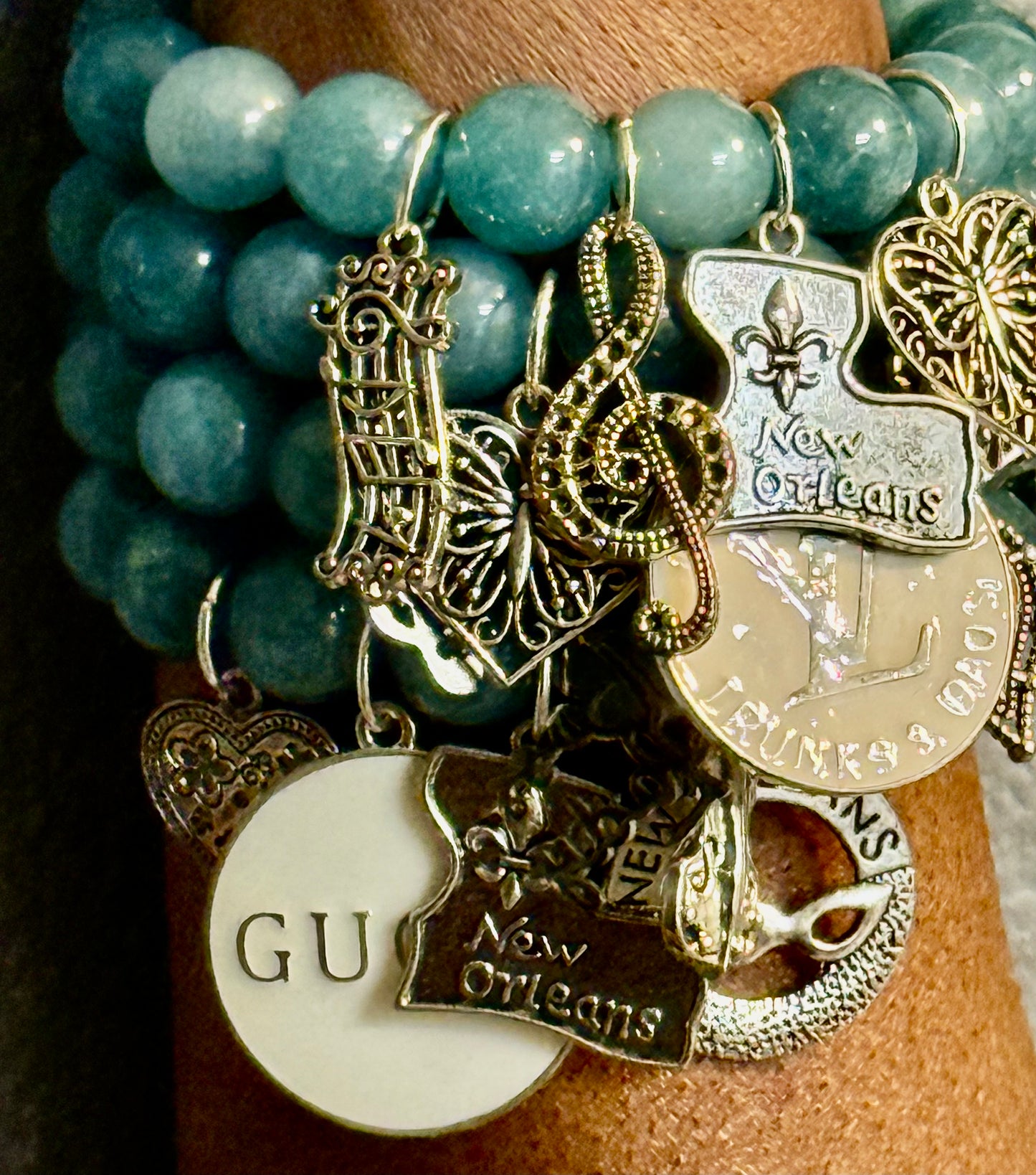 Blue waters Stacked Charm Bracelet