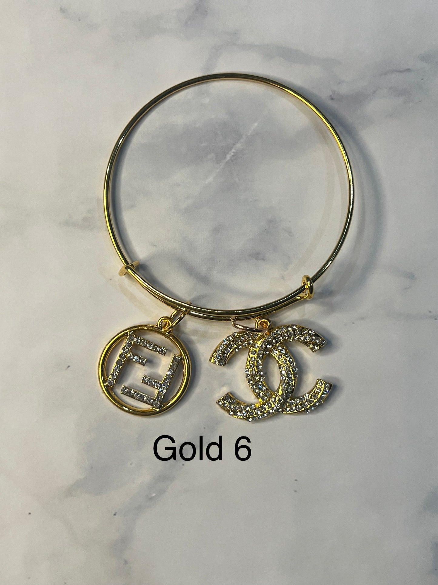 Gold Designer Inspired Bracelet-Write selection in the name box please.