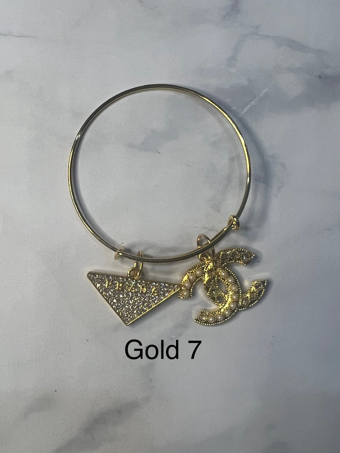 Gold Designer Inspired Bracelet-Write selection in the name box please.