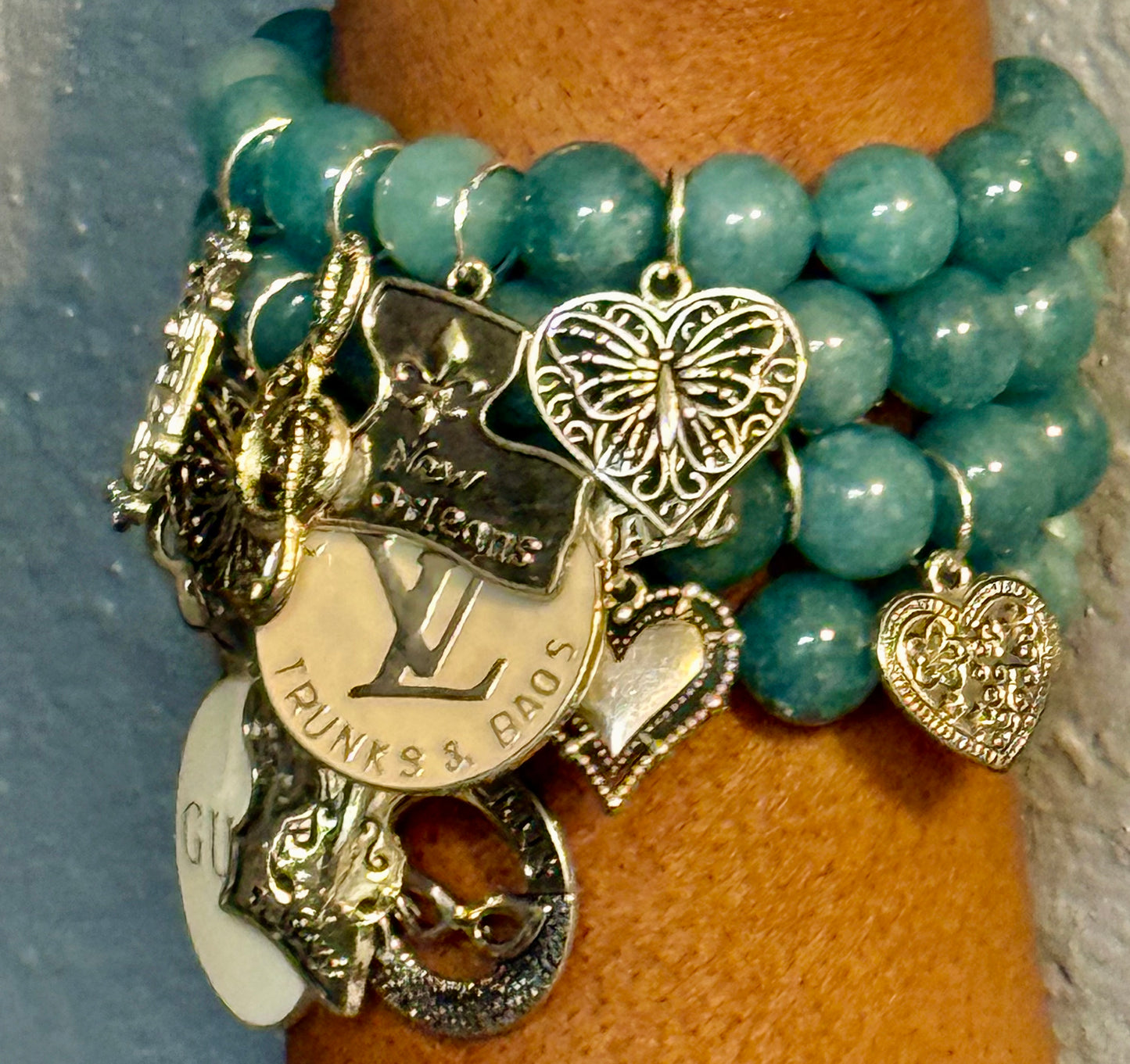 Blue waters Stacked Charm Bracelet