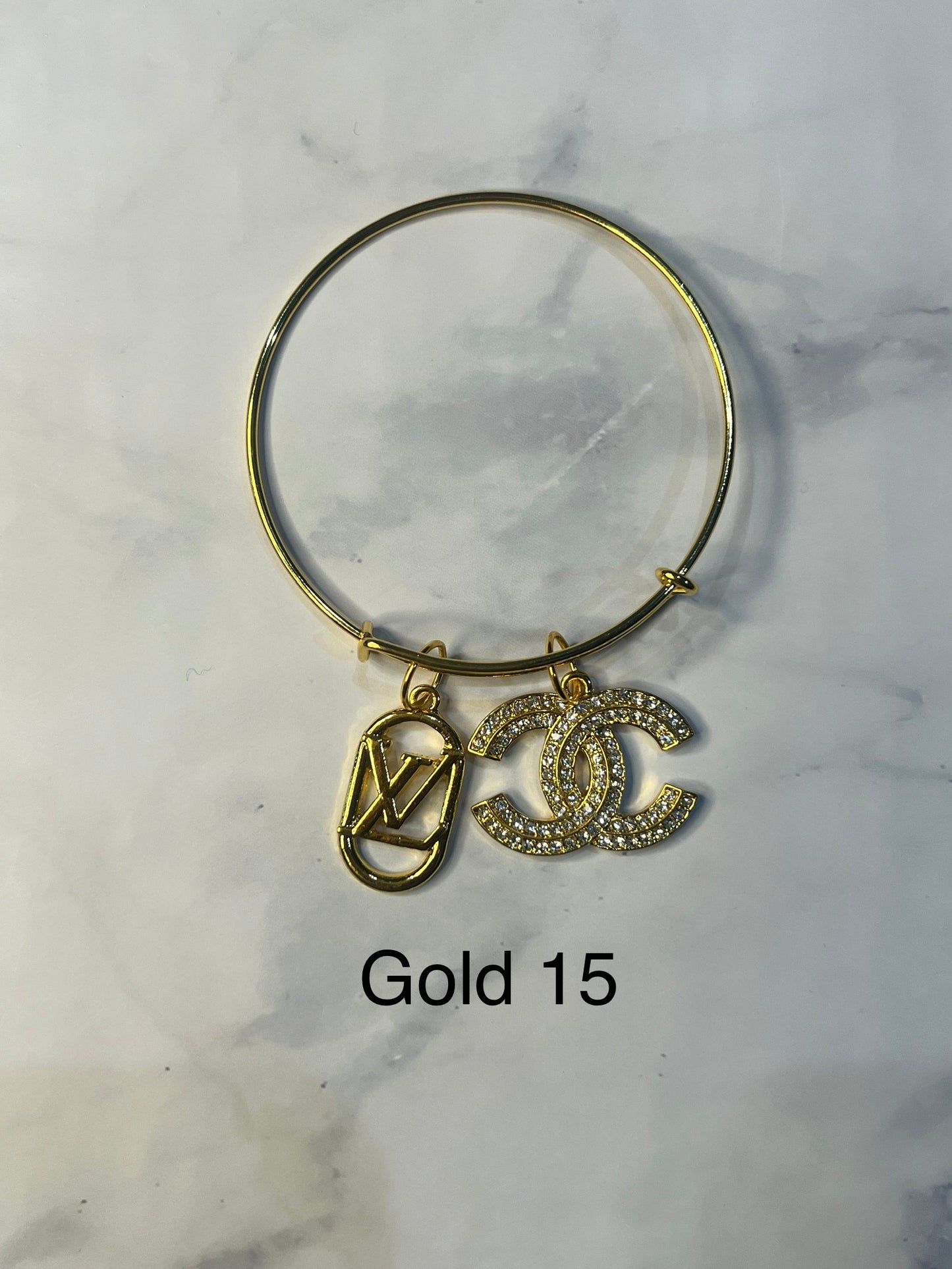 Gold Designer Inspired Bracelet-Write selection in the name box please.