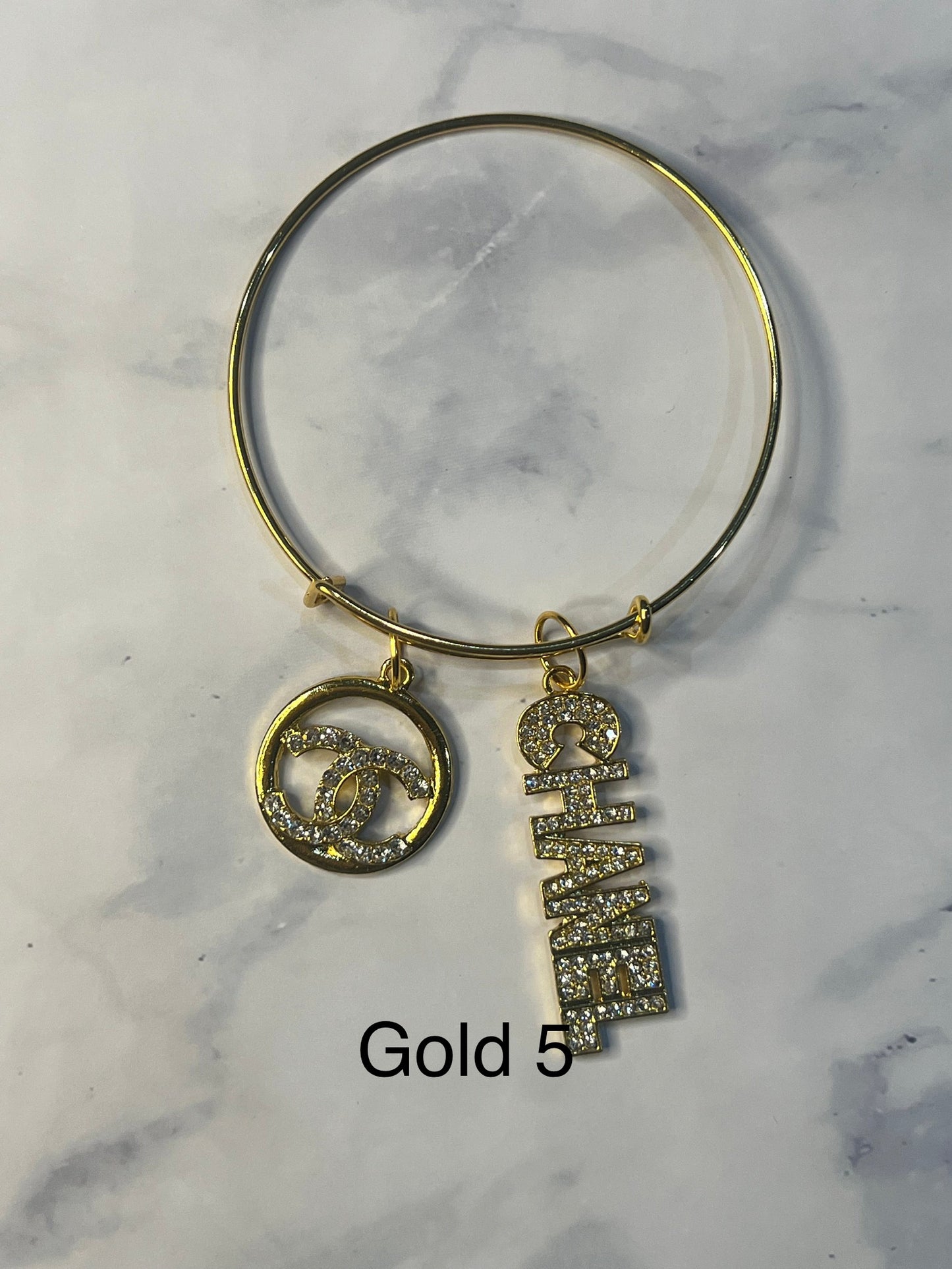 Gold Designer Inspired Bracelet-Write selection in the name box please.