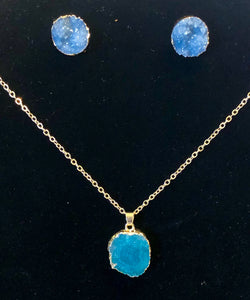 Druzy Stone Turquoise Bluish iridescent Set