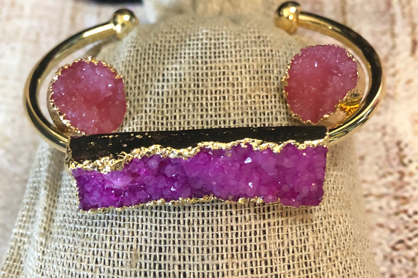 Druzy Stone Hot Pink iridescent Set