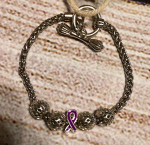 Purple Awareness Snake Link/Silver OrnamentsVIIII