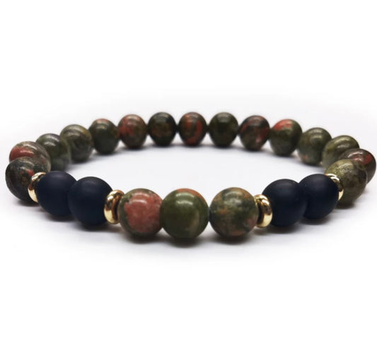 Aromatherapy Essential Oil Diffuser Bracelet Unakite Stones