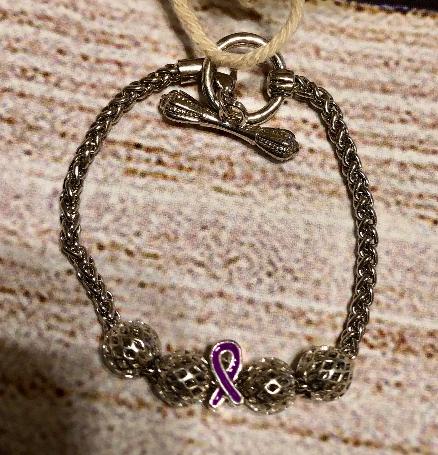 Purple Awareness Snake Link/Silver OrnamentsVIIII