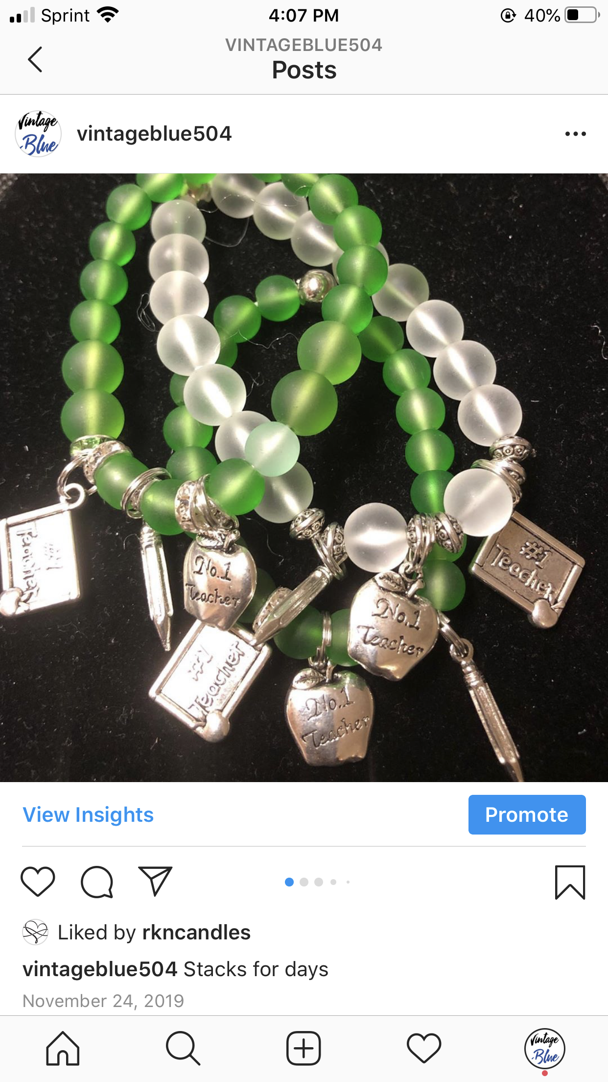 Teacher Stack Green Frosted & Silver