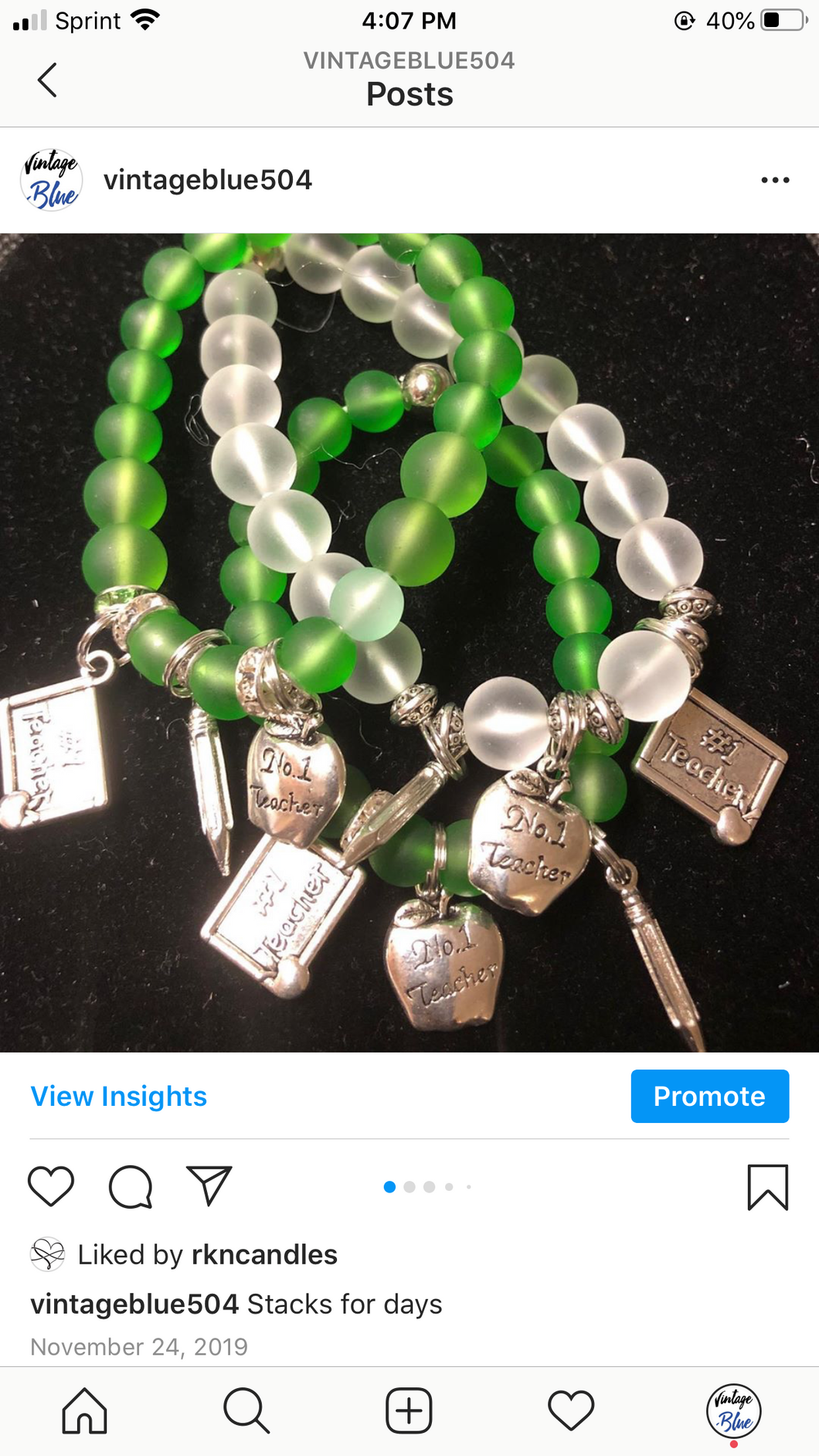 Teacher Stack Green Frosted & Silver