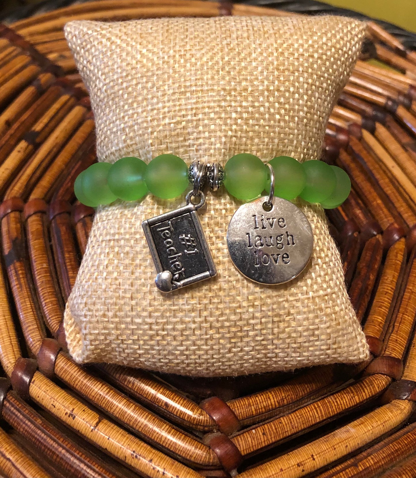 Teacher Light Green Best Teacher Charmed Bracelet