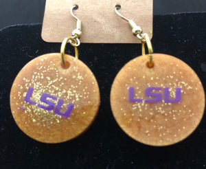 Gold and Purple Round earrings