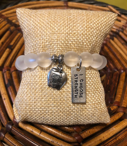 Teacher Frosted White Apple Charmed Bracelet