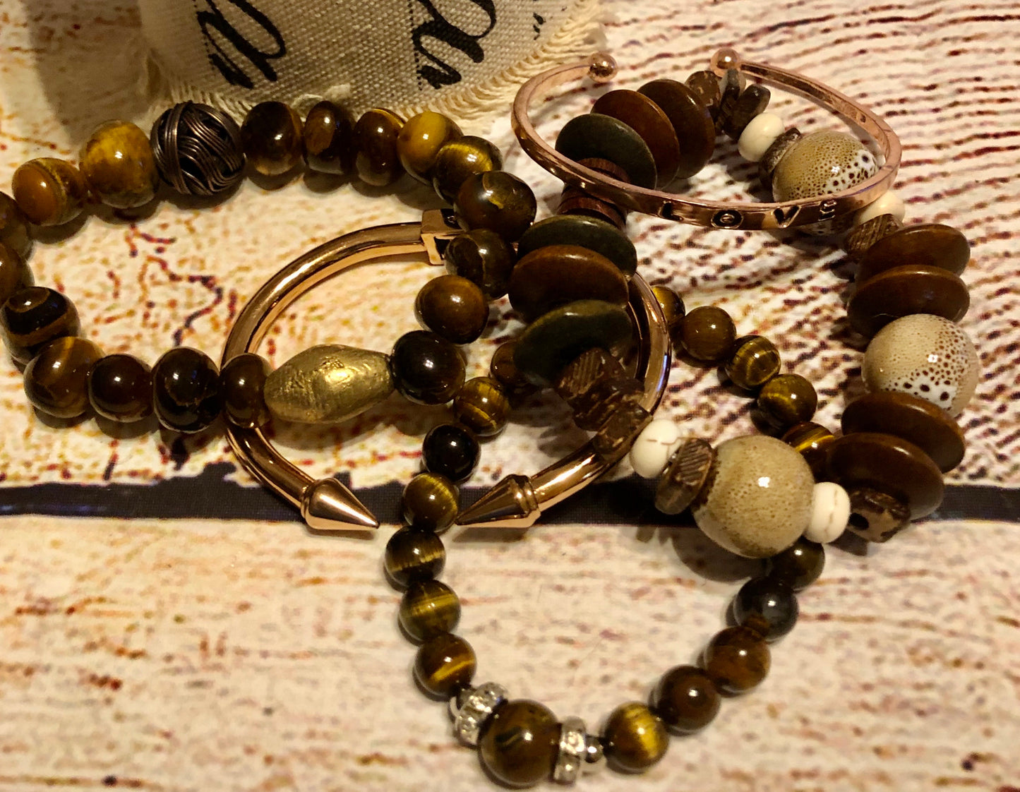 African Brass w/ Stones and Crisp Slate Bangle