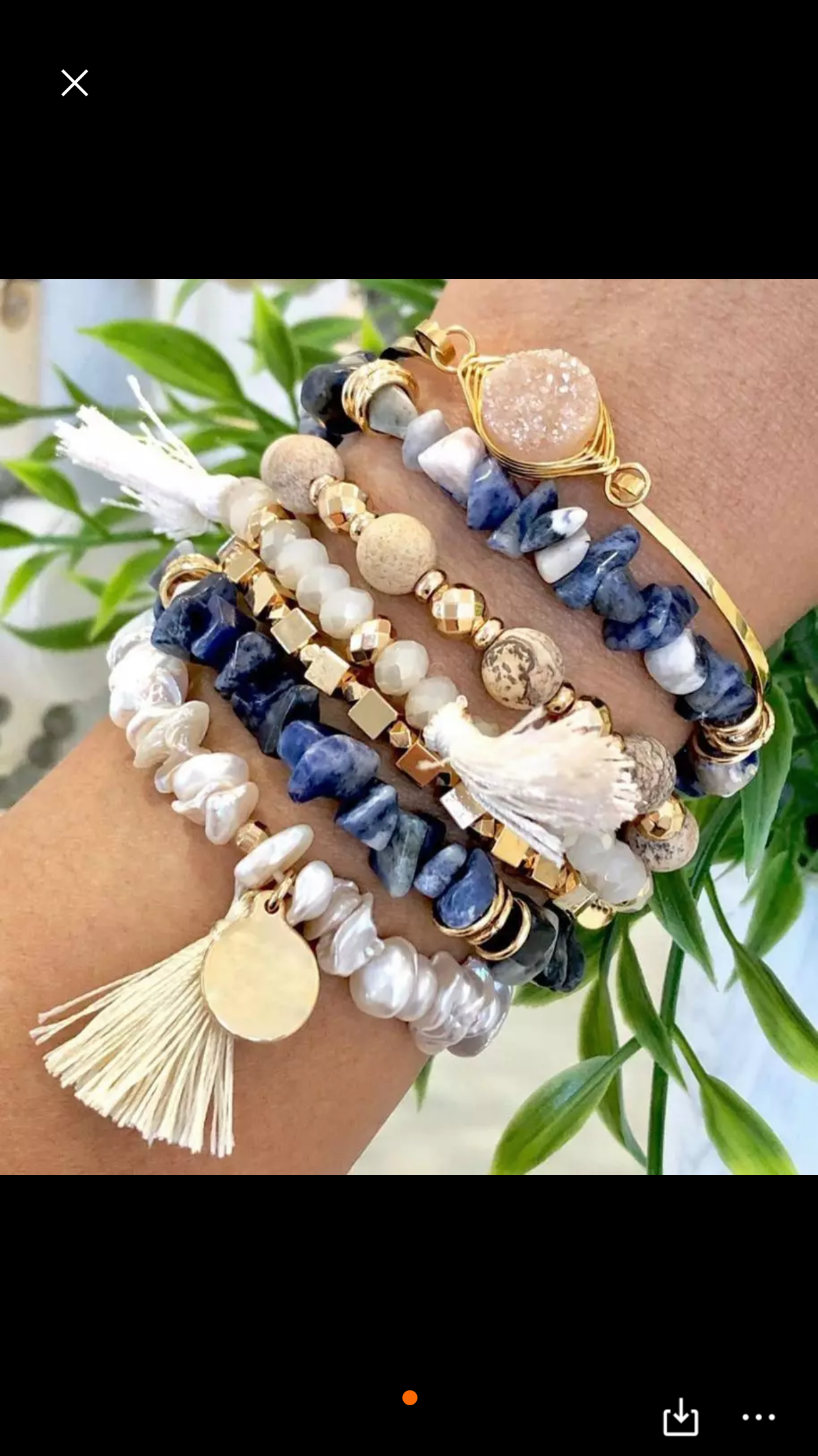 Bohemian Aromatherapy Natural Gemstone Stack Blue Agate Tassel