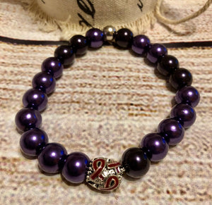 Purple Awareness Satin Beads with Charms