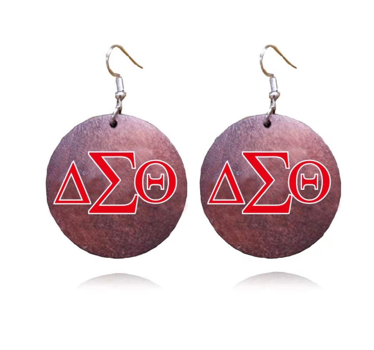 African Greek Letter Sorority Natural CustomWooden Earrings