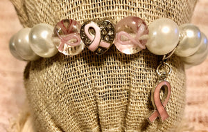 Cancer Awareness Pink Clear Beads