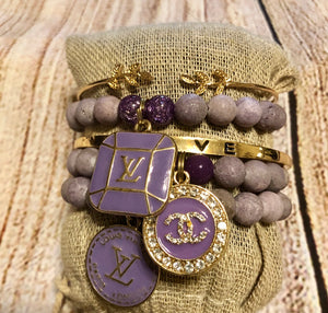 CC/LV Purple Amethyst Gold Leaf Bracelet