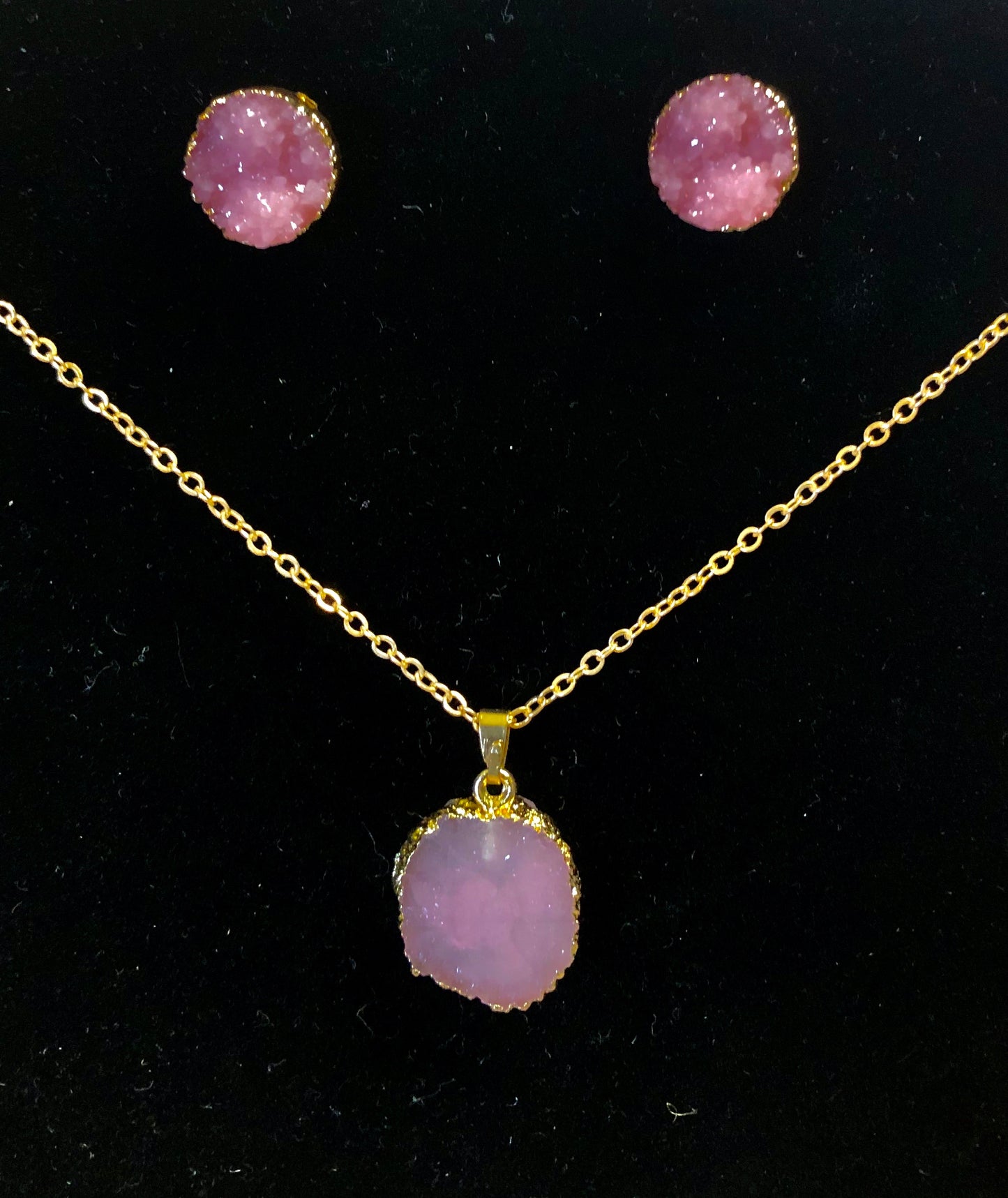 Druzy Stone Pink iridescent Set