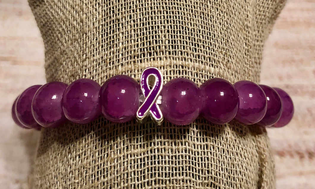 Purple Amethyst Awareness Charm Bracelet IV