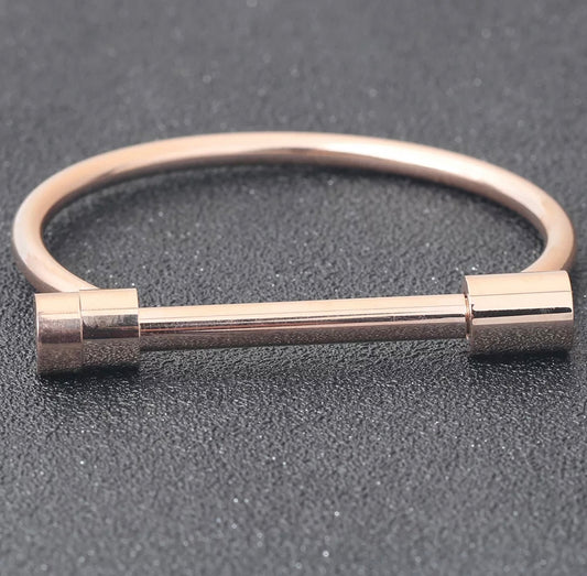 Stainless Steel Gold Silver and Rose Gold Screws Cuff Bangles